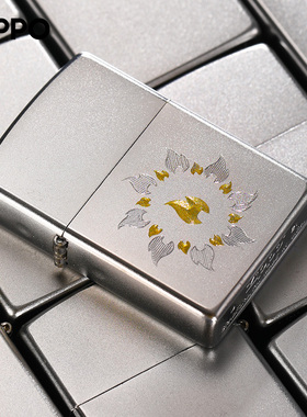 zippo打火机美版在册经典磨砂金银火圈子官方正品男士煤油防风zpo