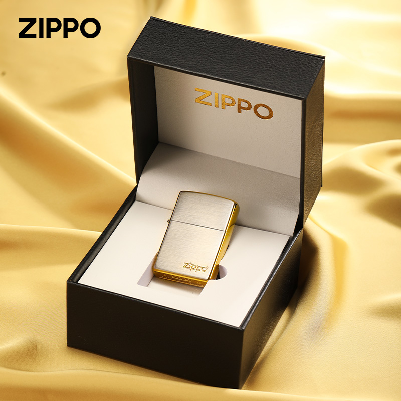 zippo煤油火机正品镀金经典标志