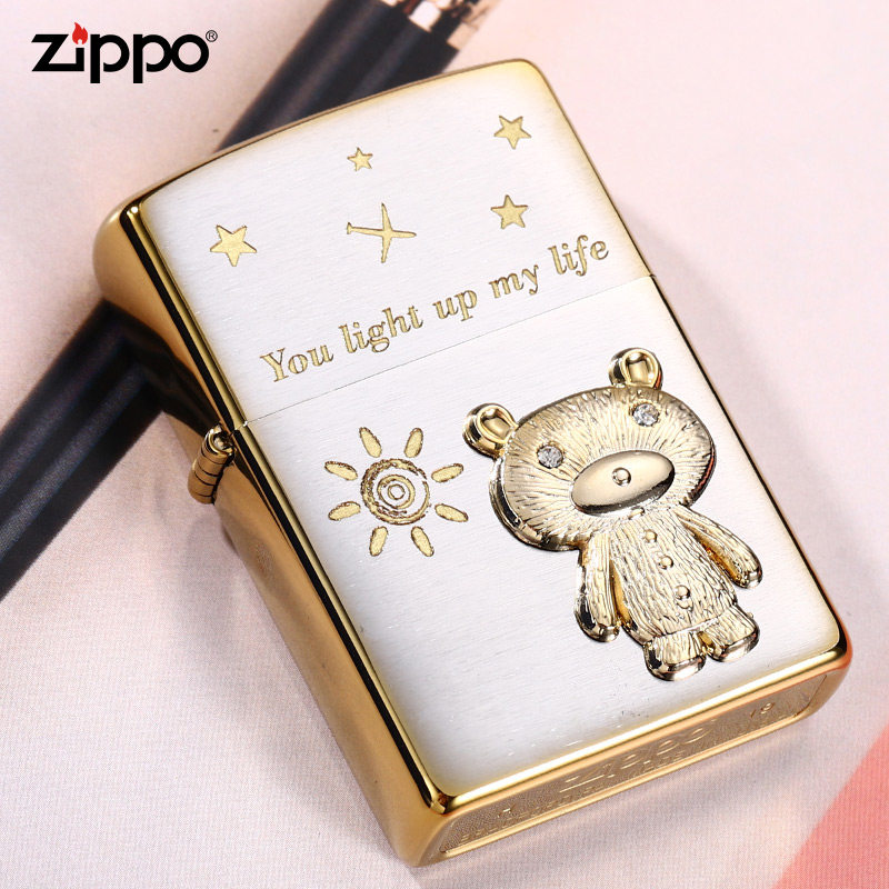 zippo打火机正版 专柜正品zppo送男友礼物告白创意定制 星光小熊