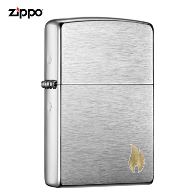 打火机zippo经典拉丝金标火焰
