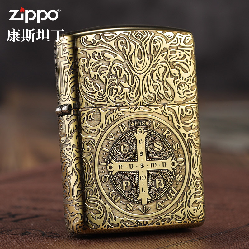 zippo打火机盔甲黄铜五面精雕康斯坦丁恶灵挽歌定制送礼官方正品