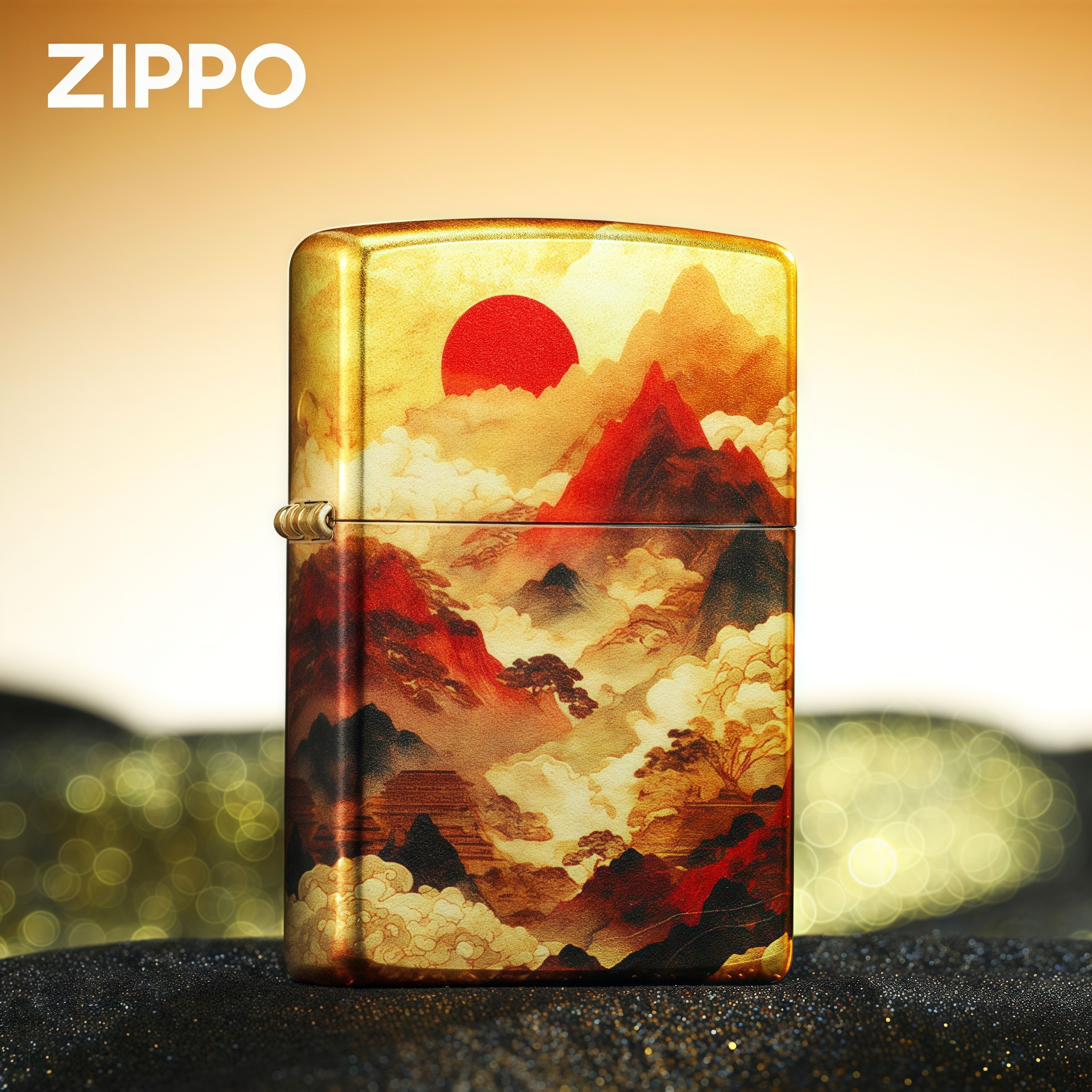 zippo打火机官方正品 彩印日照金山煤油防风高档送男友新年礼物