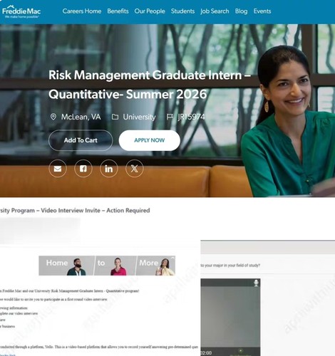 2026 Freddie Mac Risk Management Graduate Intern – Quan vi