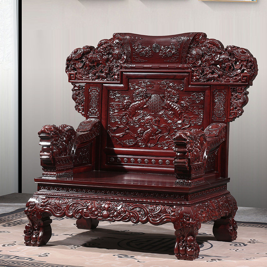 非洲酸枝木原木全实木明清仿古雕花大款中式红木沙发客厅组合家具