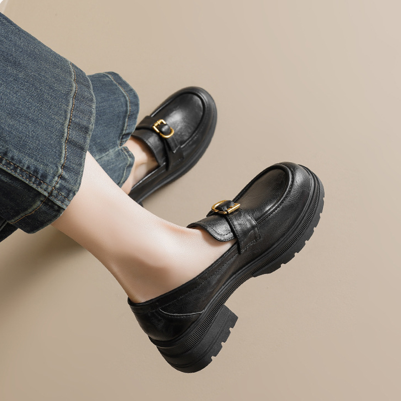 英伦风小皮鞋一脚蹬乐福鞋女2026新款厚底大码女鞋41到43单鞋春季,女鞋,乐福鞋（豆豆鞋）,淘宝优惠券,粉丝福利购,淘宝优惠卷
