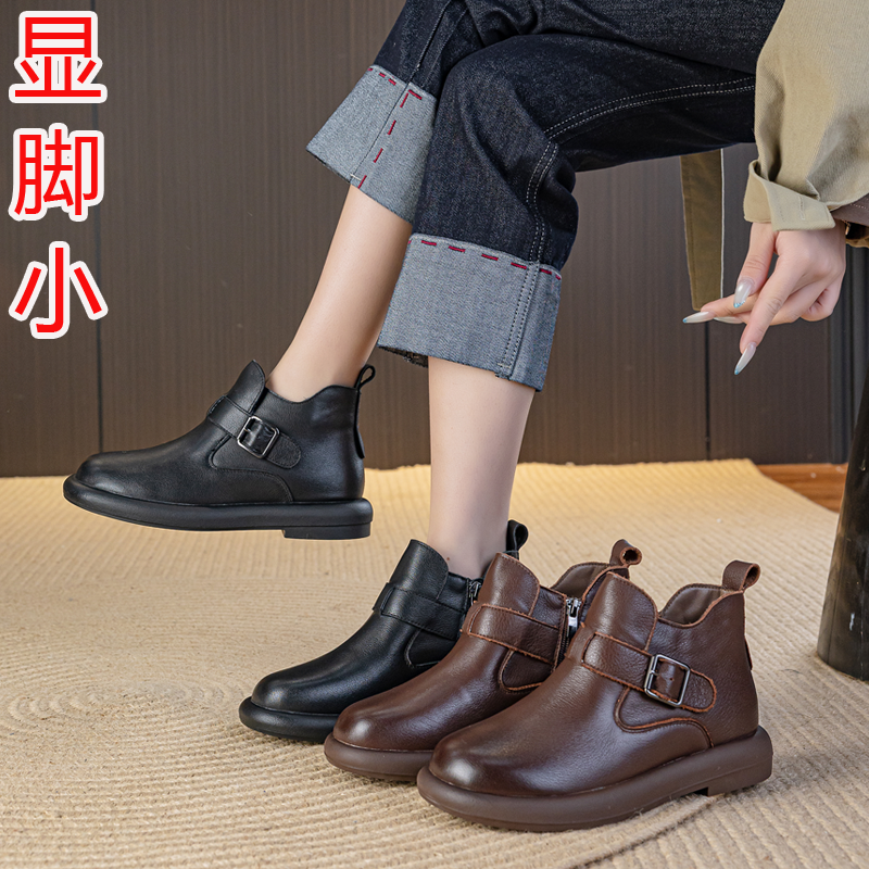 女鞋中年妈妈短靴英伦风马丁靴42