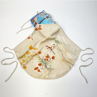 国风山水系列100%棉贡缎成人宫廷风肚兜区位古风肚兜带胸垫肚兜