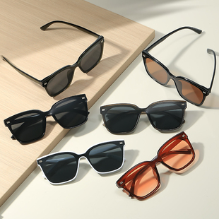 复古高级感茶色墨镜女潮ins韩版G&M太阳镜防晒眼镜男款大框显脸小
