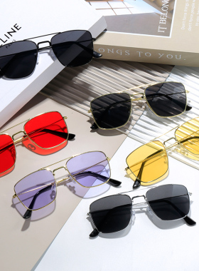 欧美跨境彩膜墨镜女开车