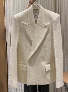 高级感羊毛毛呢外套女秋2025新款韩版宽松时尚气质西装领呢子大衣