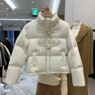 宽松流行面包服 韩版 反击清仓短款 立领牛角扣90白鸭绒羽绒服女新款