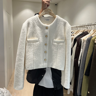 高级感短款毛呢外套女冬2025新款韩版宽松时尚单排扣加厚呢子大衣