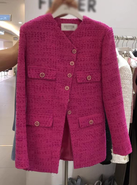 高级感小香风宽松V领名媛西装外套女春2026新款韩版宽松时尚西服