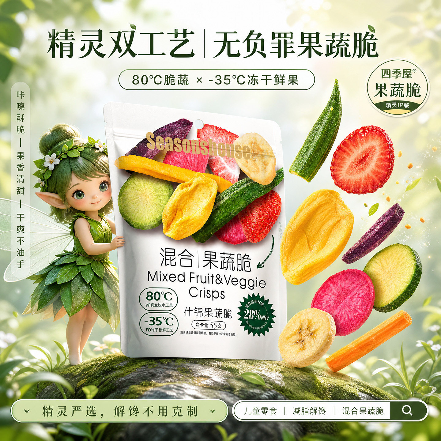 混合果蔬脆即食蔬菜干脱水果蔬秋葵干脆菠萝蜜冻干草莓休闲小零食