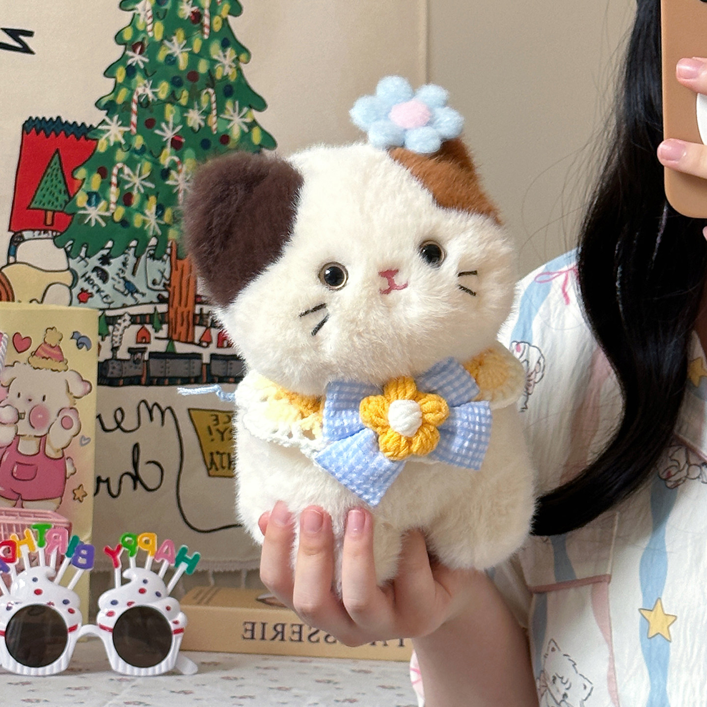 可爱三花猫咪玩偶公仔生日礼物