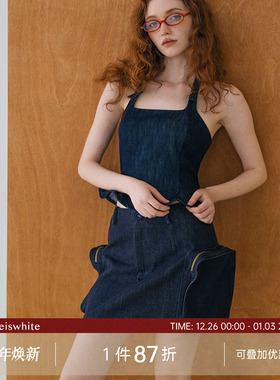 whiteiswhite 原创设计甜酷风立体口袋牛仔工装短裙a字时髦半身裙