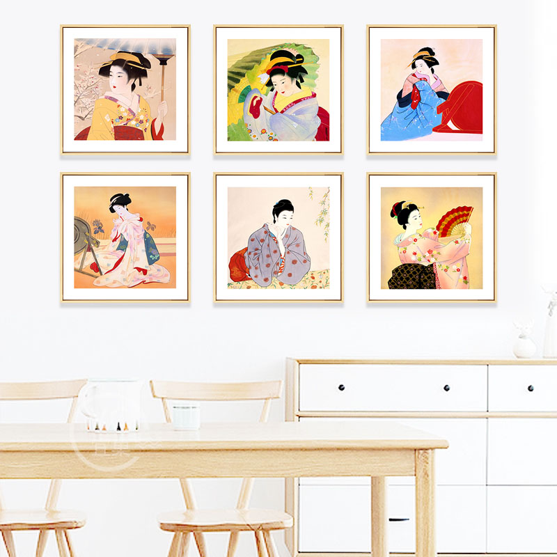 日本料理店装饰画日式仕女图人物壁画寿司店饭店包厢挂画浮世绘画
