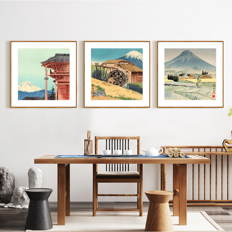 日本装饰画日式风格挂画浮世绘富士山风景壁画榻榻米料理店墙面画