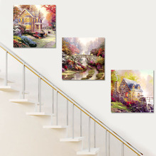 楼梯间装饰画组合美式乡村田园风格挂画走廊过道餐厅墙壁画无框画