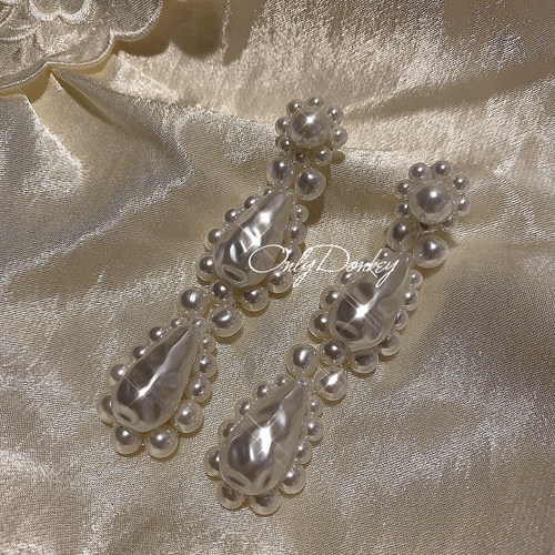 同款手工自制水滴珍珠耳环耳钉
