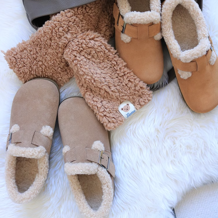 恩雅的店 朴露冬季加绒勃肯女鞋百搭休闲时尚鞋软底女潮毛毛棉鞋