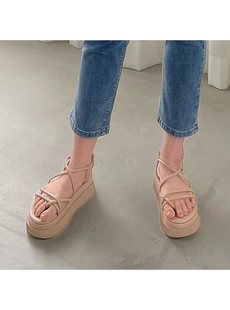 日系经典 日单女式 夹趾设计 简约百搭细带厚底凉鞋 平底鞋 鞋