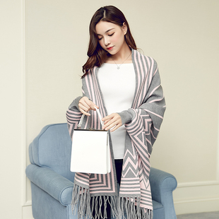 带袖子披肩女空调斗篷外套秋冬季超大披风针织围巾披肩两用外搭韩