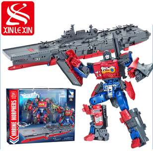 古迪牌合金机甲2合1海南舰075两栖攻击舰机器人变形积木玩具礼物
