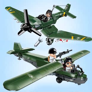 启蒙牌轻型突击滑翔机斯图卡的怒吼轰炸机飞机二战战斗机积木玩具