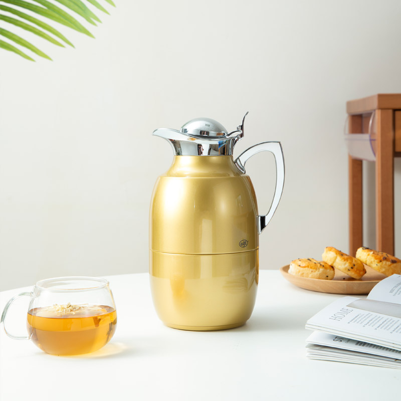 德国进口Alfi黑钻镀铬强化玻璃内胆保温水壶热水壶咖啡壶热水瓶