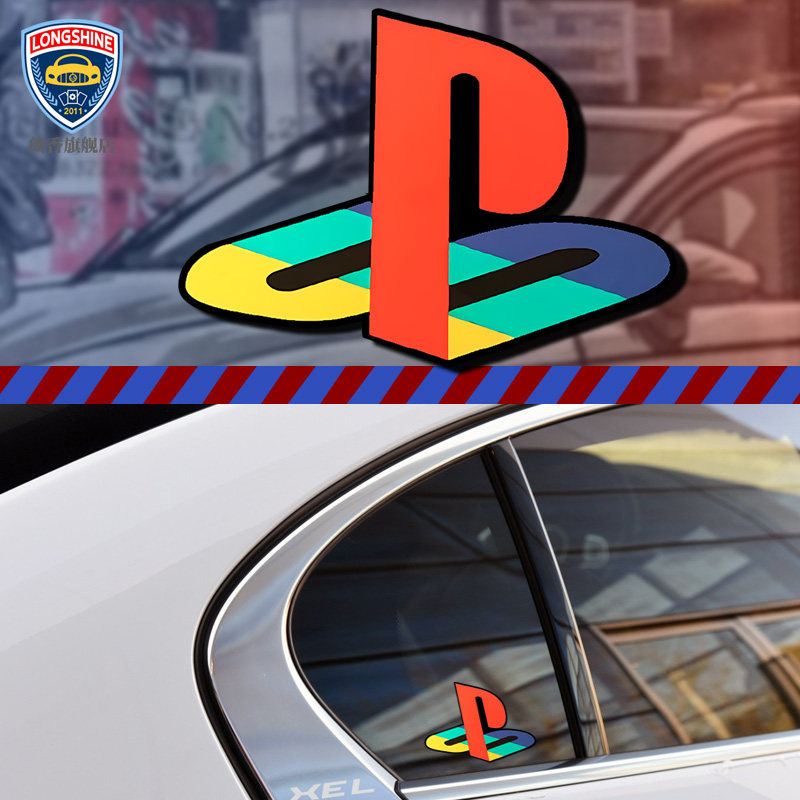 抖音网红汽车车贴 ps2标志logo 怀旧单机游戏车门车贴 侧门 创意