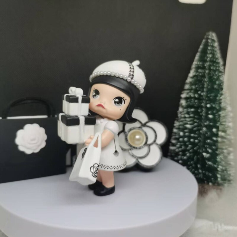 泡泡玛特正品Molly购物狂改娃潮玩摆件可爱公仔手办收藏装饰品