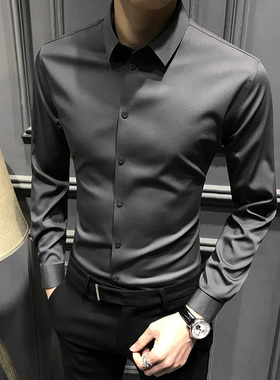 2025新款高端衬衫男长袖加绒保暖冬季高级男士衬衣修身商务男装寸