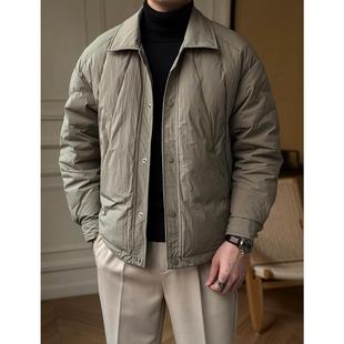 冬季90鸭绒翻领羽绒服男秋冬新款高级行政外套冬天保暖商务夹克