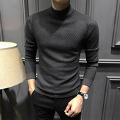 高级长袖 秋冬半高领男士 内搭 修身 中领针织打底衫 毛衣2025新款 冬季
