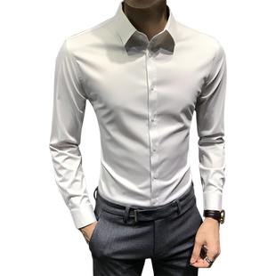 高级衬衫男长袖新款保暖高端痞帅商务衬衣男士修身加绒男装寸免烫