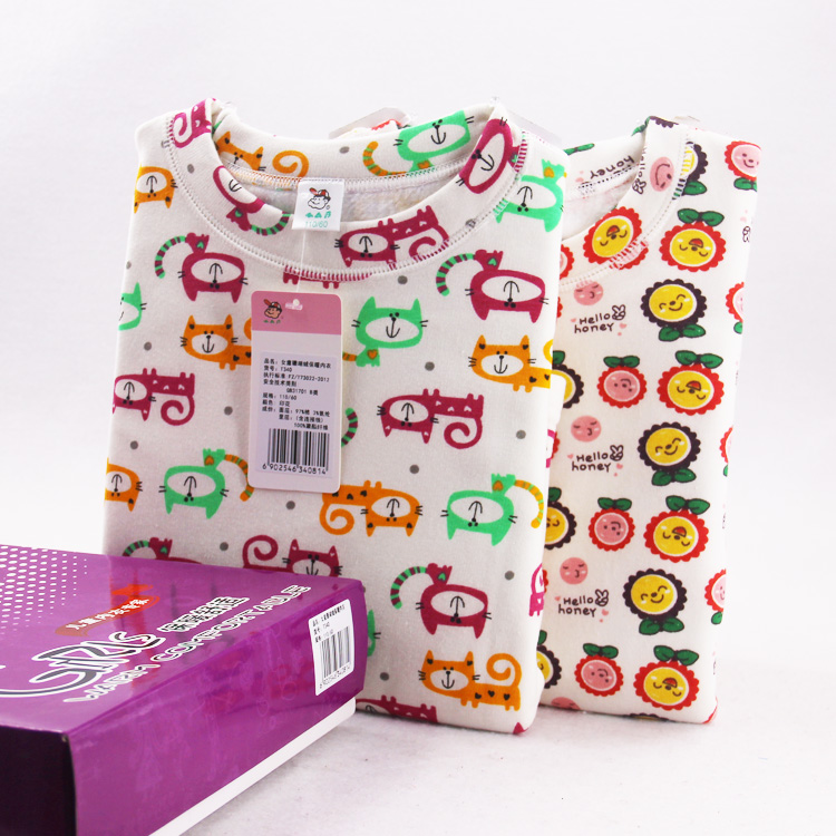 小ab冬季加绒加厚女童保暖内衣