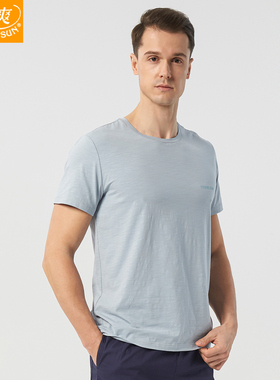 宜而爽内衣男士夏季薄款休闲居家竹节棉舒适圆领短袖T恤衫DA21401