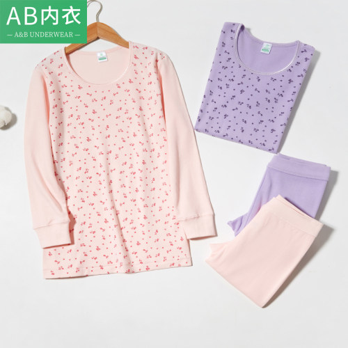 ab秋冬季基础款大码印花保暖内衣