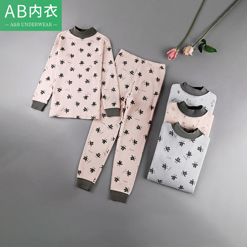 AB儿童纯棉中领薄款秋衣秋裤套装