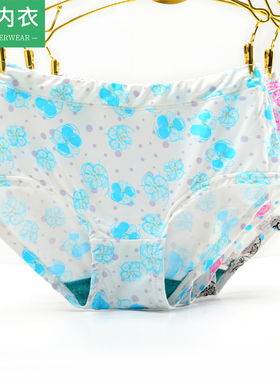 ab内裤女士夏季薄款抗菌印花中腰小平角裤弹力透气少女生短裤0218