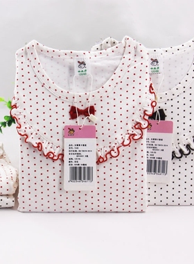 ab儿童内衣套装2022秋冬女童圆领纯棉莱卡花边蝴蝶结印花秋衣秋裤