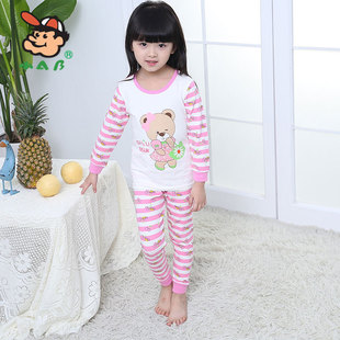 小AB儿童内衣套装 全棉宝宝睡衣棉毛衫 裤 T372 纯棉秋冬女童秋衣秋裤