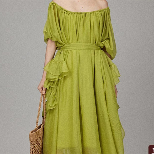 【LACERTA/莱瑟塔 设计师品牌】25春夏新品雪纺度假风斗篷连衣裙