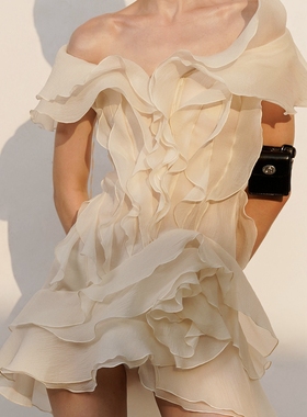 正品DATT越南小众品牌24新款法式浪漫艺术感荷叶边连衣裙茶歇裙