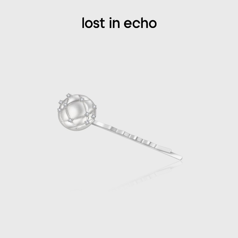 lost in echo2024秋季新款高级圆枕头银色一字发夹碎发侧边发卡女