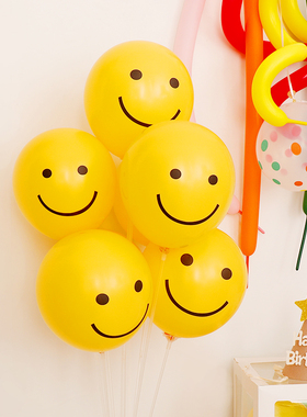 ins韩国小红书笑脸乳胶黄色气球宝宝儿童周岁生日派对装饰品布置