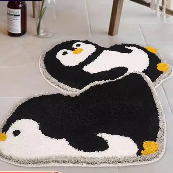 卡通简约植绒企鹅可爱地垫