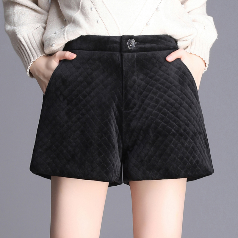 新款春秋款韩版高腰金丝绒短裤
