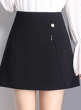 a字裙半身裙春秋款2025新款高腰黑色夏季裙子短裙女设计感小众